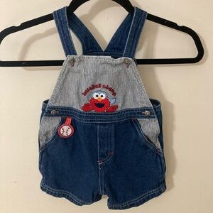 Vintage Baby Elmo Denim Overalls 6-9 months Baseball, Spring, 90s, Y2K, Baby Boy